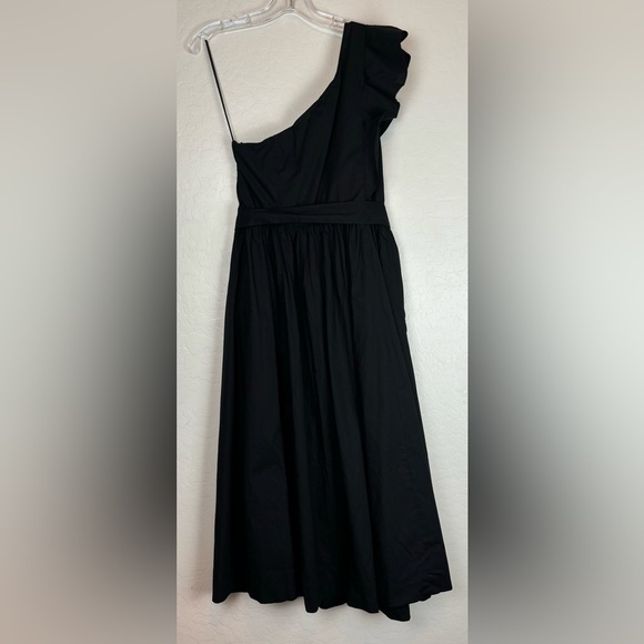 NEW J.Crew $128 One Shoulder Ruffle Midi Dress in Black Size 12 0906 - Picture 5 of 12